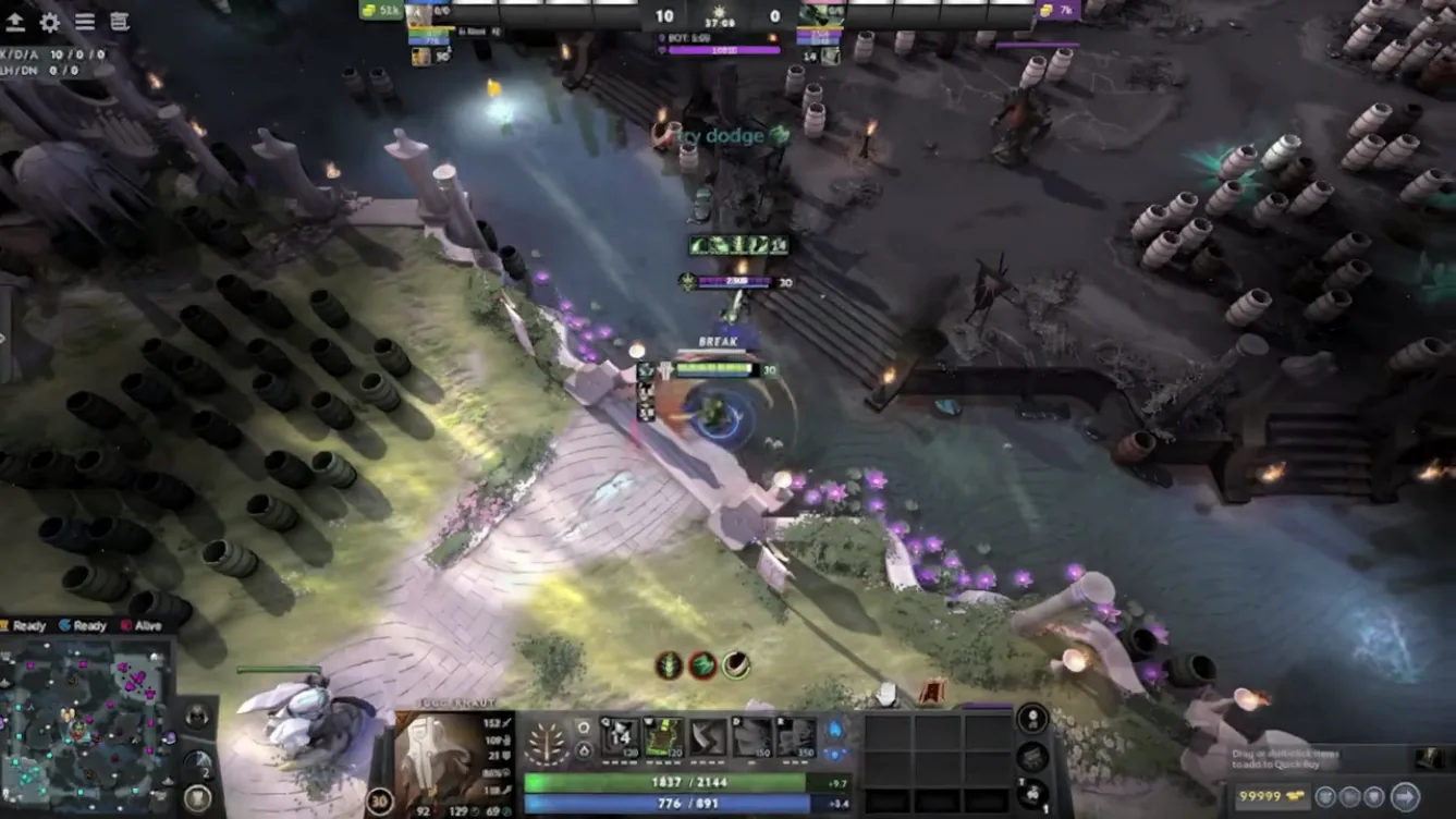 Dota 2 turbo match with auto dodge cheat overlay